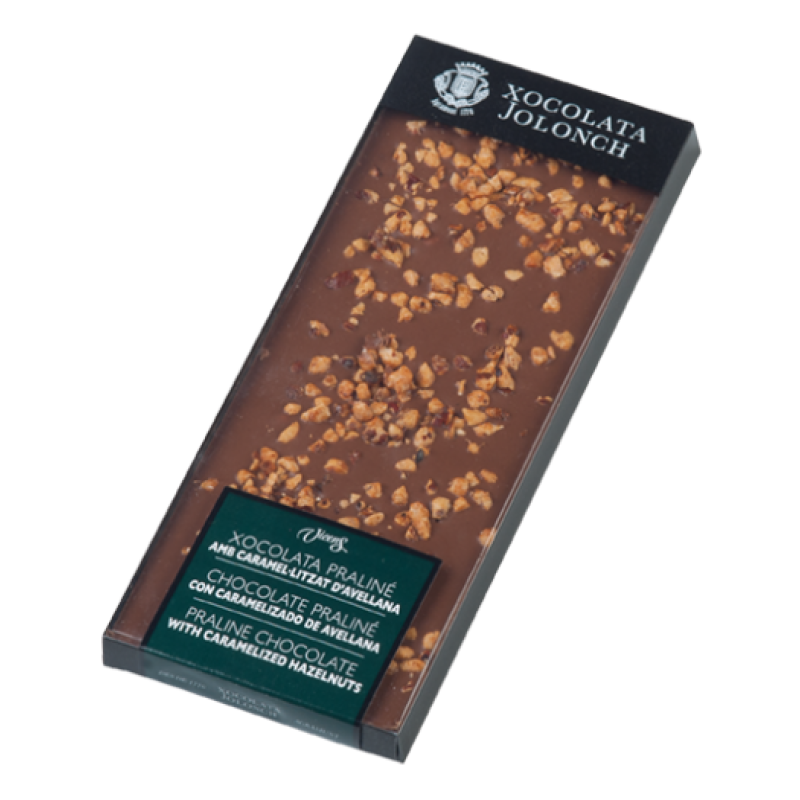 Ciocolată artizanală de Excelență "Praline D`Avellanes"cu alune caramelizate 27.7% Cacao, 100 gr - Xocolata D`AGRAMUNT